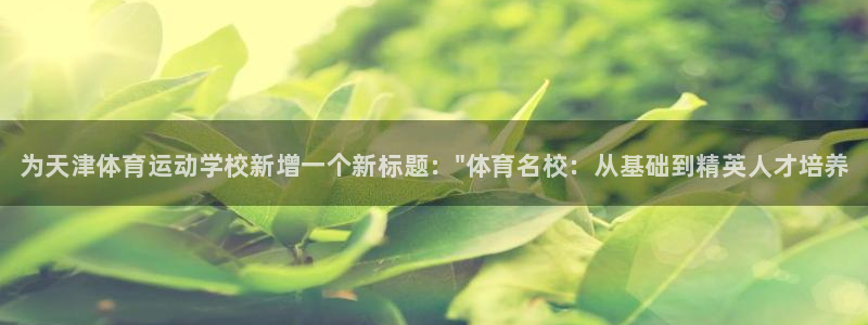 德国公海赌赌船官方正版app集团：为天津体育运动学校新增一个